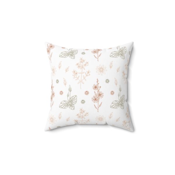 Floral Patterned Spun Polyester Square Pillow - Cozy Home Décor Accent - Image 2