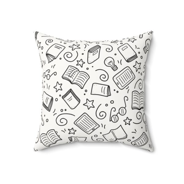 Literary Lover's Faux Suede Pillow - Cozy Book Theme Decor - Image 3