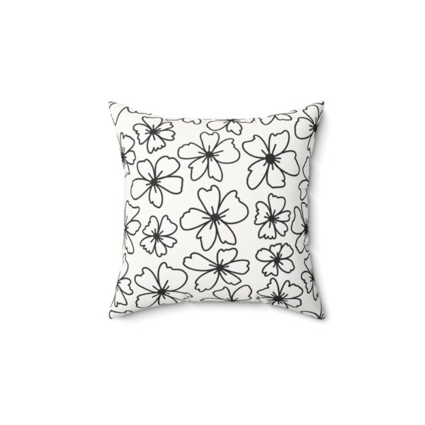 Floral Pattern Faux Suede Pillow - Modern Home Decor Accent - Image 2
