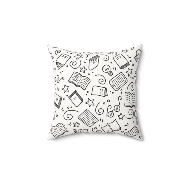 Literary Lover's Faux Suede Pillow - Cozy Book Theme Decor - Image 2