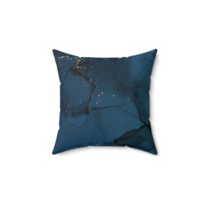 Elegant Faux Suede Square Pillow - Teal Geometric Design with Gold Accents