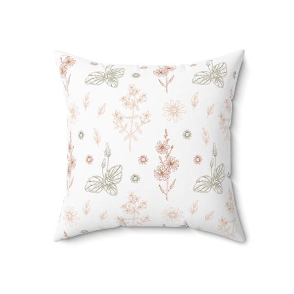 Floral Patterned Spun Polyester Square Pillow - Cozy Home Décor Accent - Image 5