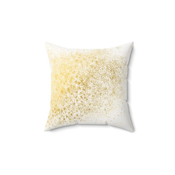 Elegant Faux Suede Square Pillow with Golden Sparkle Design - Image 2