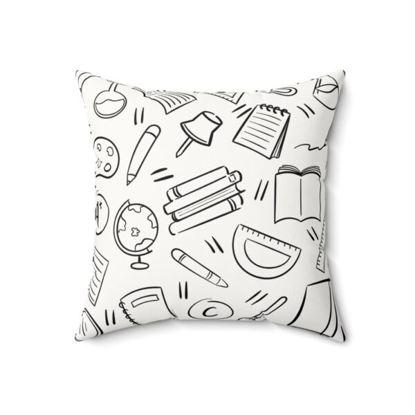 Educational-Themed Faux Suede Square Pillow for Students - Perfect for Study Spaces - Image 4