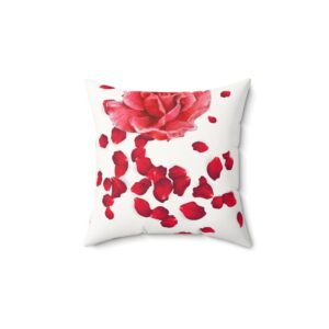 Romantic Faux Suede Pillow with Rose Petals, Floral Decorative Cushion, Home Decor, Gift for Her, Wedding, Anniversary