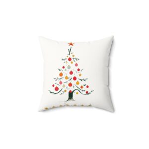 Festive Faux Suede Pillow - Christmas Tree Design for Holiday Decor