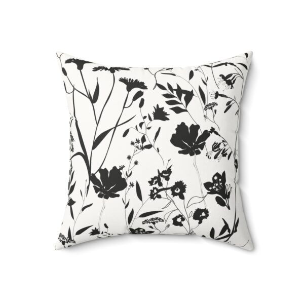 Elegant Black Floral Faux Suede Square Pillow - Cozy Home Decor Accent - Image 4