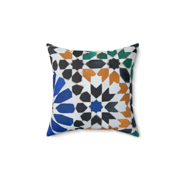 Moroccan-Inspired Faux Suede Square Pillow - Colorful Geometric Design for Home Decor - Image 2