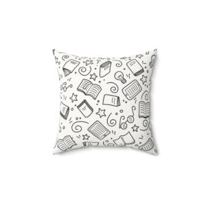 Literary Lover's Faux Suede Pillow - Cozy Book Theme Decor