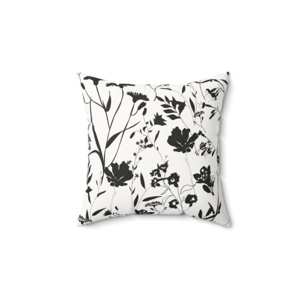Elegant Black Floral Faux Suede Square Pillow - Cozy Home Decor Accent - Image 2