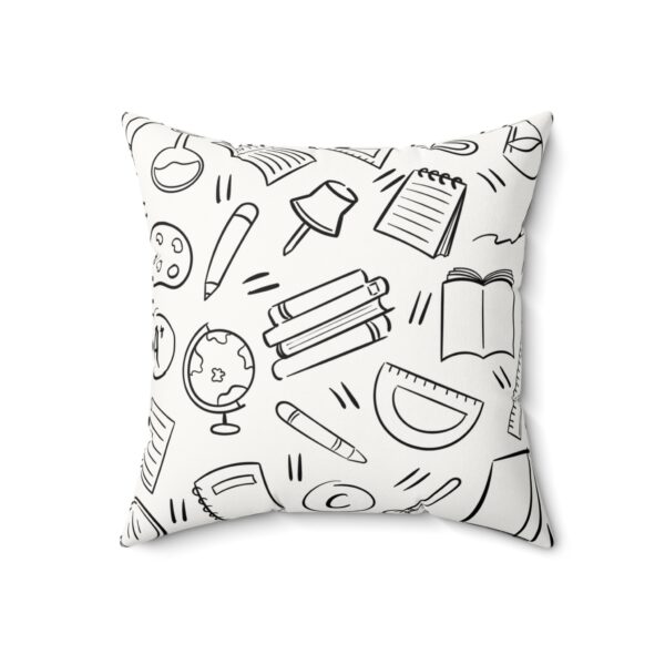 Educational-Themed Faux Suede Square Pillow for Students - Perfect for Study Spaces - Image 3
