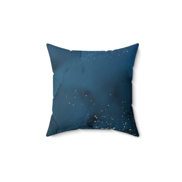 Elegant Faux Suede Square Pillow - Teal Geometric Design with Gold Accents - Image 2