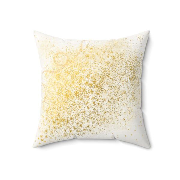 Elegant Faux Suede Square Pillow with Golden Sparkle Design - Image 3