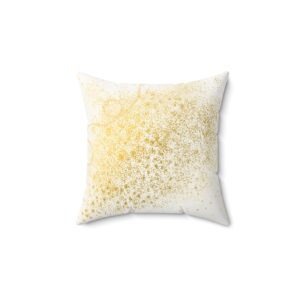 Elegant Faux Suede Square Pillow with Golden Sparkle Design