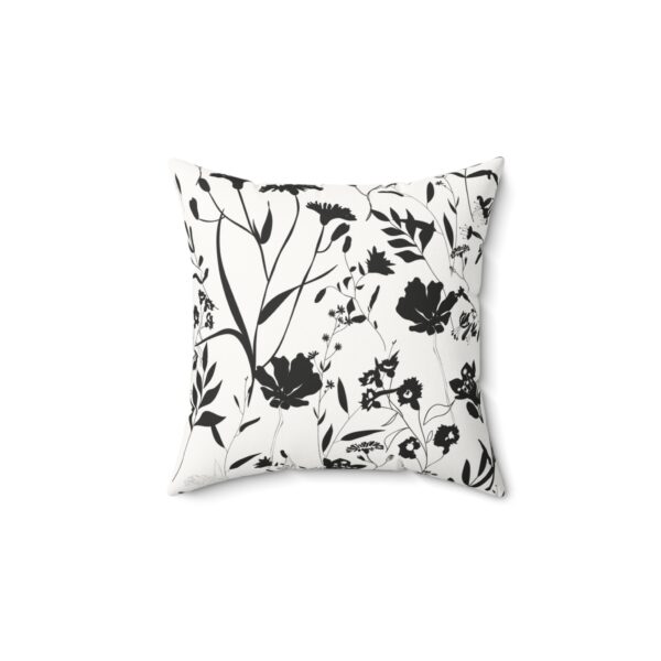 Elegant Black Floral Faux Suede Square Pillow - Cozy Home Decor Accent