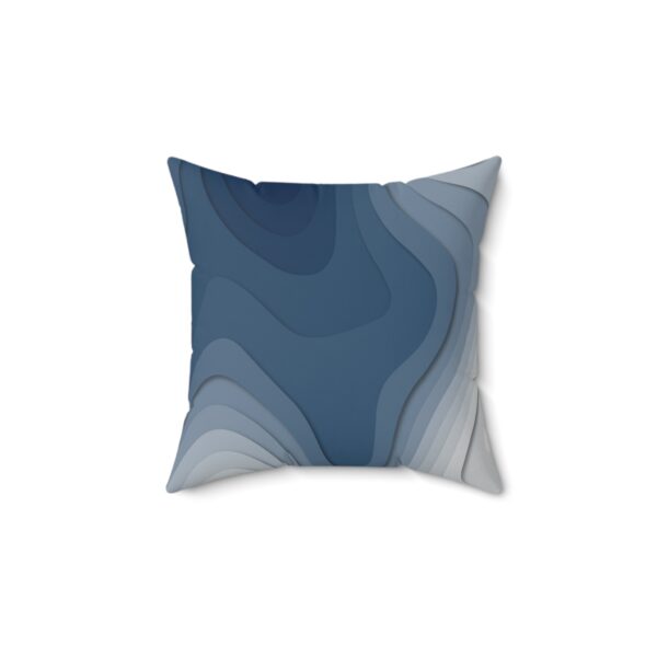 Modern Faux Suede Square Pillow - Abstract Waves in Blue Tones - Image 2