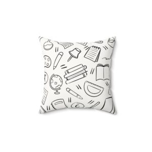 Educational-Themed Faux Suede Square Pillow for Students - Perfect for Study Spaces