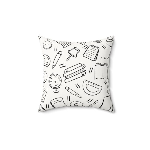 Educational-Themed Faux Suede Square Pillow for Students - Perfect for Study Spaces