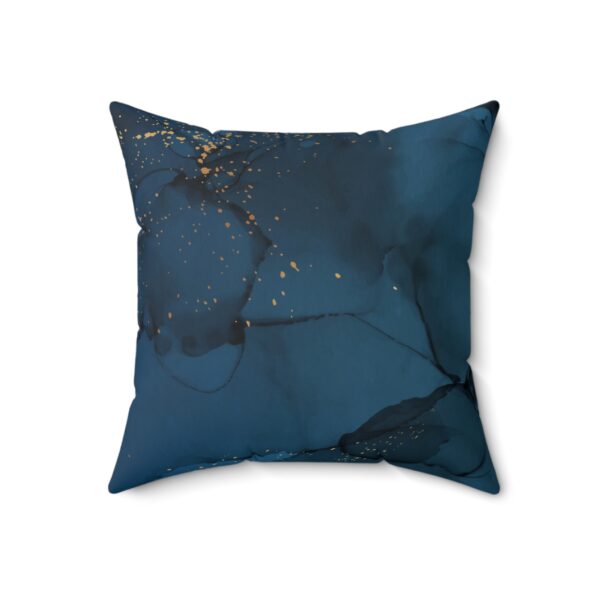 Elegant Faux Suede Square Pillow - Teal Geometric Design with Gold Accents - Image 3