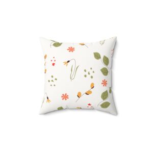 Botanical Faux Suede Square Pillow - Cozy Floral Accent for Home Decor