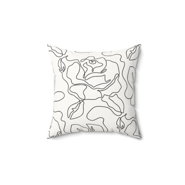Elegant Line Art Rose Faux Suede Square Pillow for Home Decor - Image 2