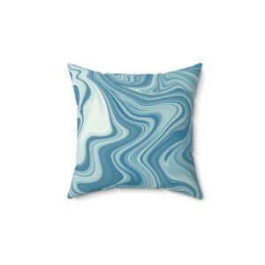 Textured Faux Suede Decorative Pillow - Soft Blue Swirl Art for Cozy Spaces