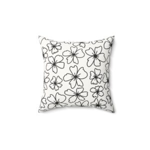 Floral Pattern Faux Suede Pillow - Modern Home Decor Accent