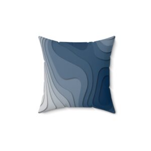 Modern Faux Suede Square Pillow - Abstract Waves in Blue Tones