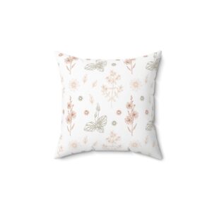 Floral Patterned Spun Polyester Square Pillow - Cozy Home Décor Accent