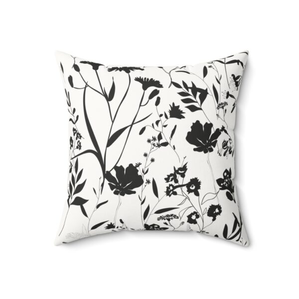 Elegant Black Floral Faux Suede Square Pillow - Cozy Home Decor Accent - Image 3
