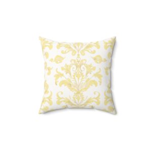 Elegant Floral Yellow Faux Suede Pillow | Chic Home Decor Accent