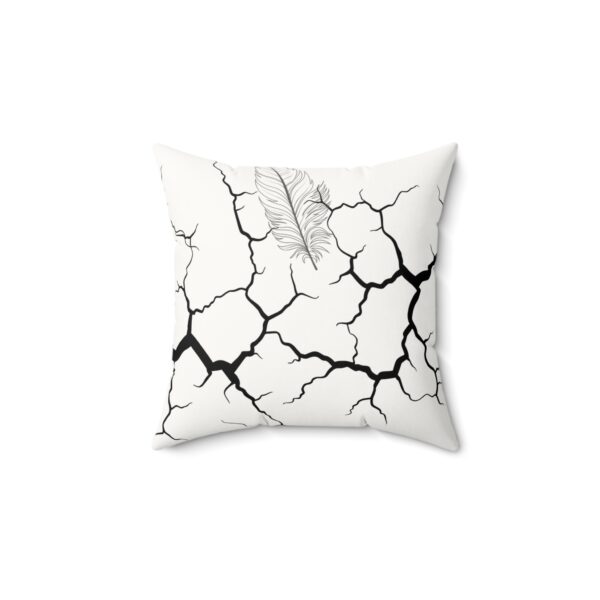 Modern Cracked Design Faux Suede Square Pillow with Feather - Image 2
