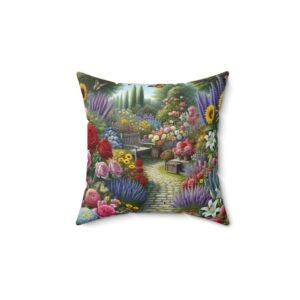 Garden Path Faux Suede Pillow – Vibrant Floral Decor for Relaxation and Comfort