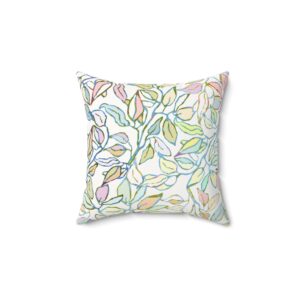 Pastel Leaf Faux Suede Square Pillow – Cozy Home Decor