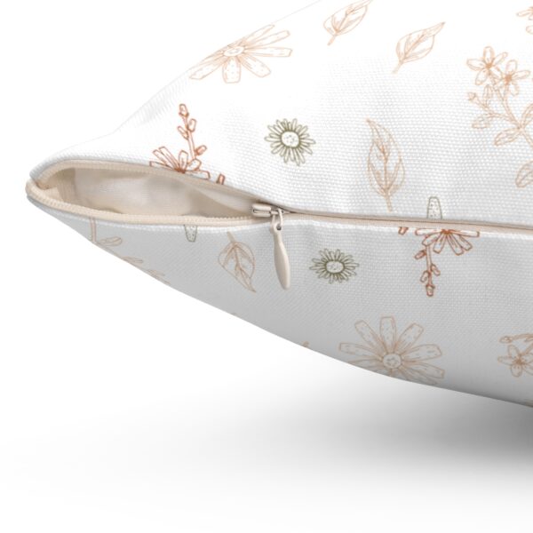 Floral Patterned Spun Polyester Square Pillow - Cozy Home Décor Accent - Image 3